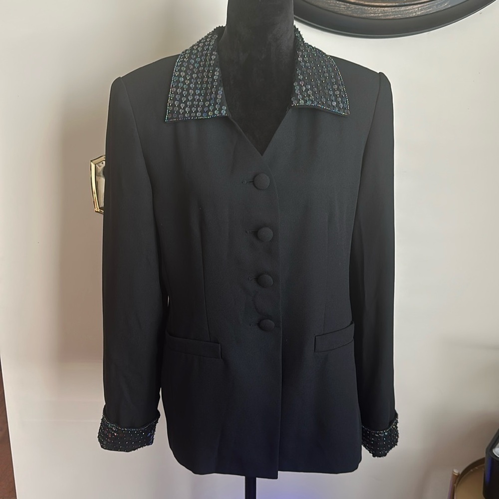 Clio Black Sequin Collar & Cuffs Jacket - Picture 4 of 13